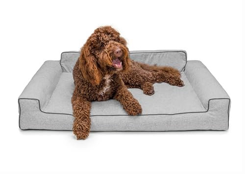 Bjird Hundebett - Hundekorb für kleine mittelgroße & große Hunde - Hundekissen - Hundesofa - Bezug abnehmbar und waschbar - Glamour New - Größe: XL: 116 x 78 cm - Asche Inari