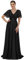 Ever-Pretty Vestido de Fiesta A-línea Largo para Mujer Escote en V Manga Corta Plisado con Lentejuelas Negro 48