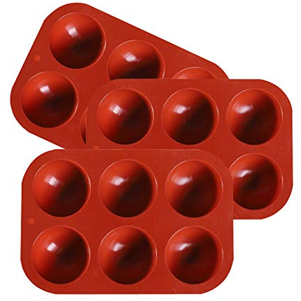 EJOTSTSD 3 Stück Hemisphäre Silikonformen für Schokoladenkugel, götterspeise, Kuchenpudding, sussigkeiten, hausgemachte Seife, Ziegelrot
