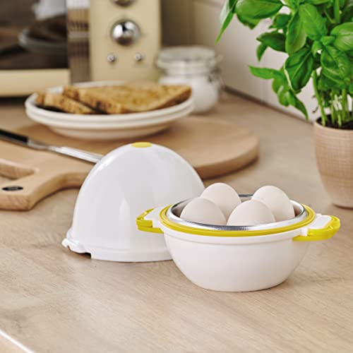 Microwave Egg Pod – Dishwasher Safe Egg Boiler Cooking Tool with Lockable Lid & Vent - Cooks Up To 4 Eggs & Detaches Shell, Measures H15 x W18.5cm