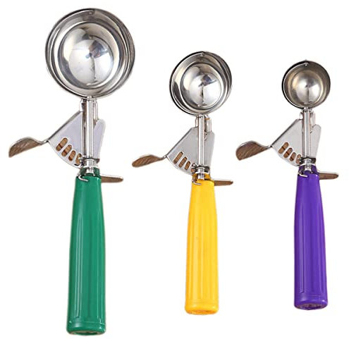 Cangfort Set di 3 palette per gelato, in acciaio inox con grilletto, colore giallo, varie dimensioni (S/M/L)