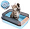 Pfotenolymp Katzenstreu Katzenklo Box, Sauberes Modern Design, Weniger Unordnung - Katzentoilette ideal für Ihre Katze - Katzentoilette groß - Blauer Kunststoff - 50x18x34 cm
