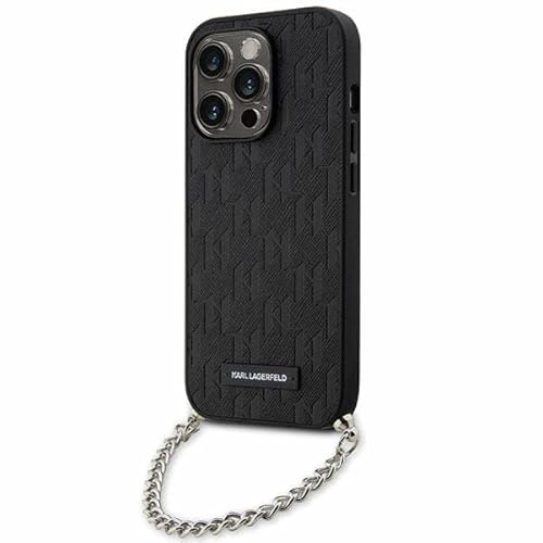 Karl Lagerfeld KLHCP14LSACKLHPK Hülle für iPhone 14 Pro 6.1 Schwarz hardcase Saffiano Monogram Chain