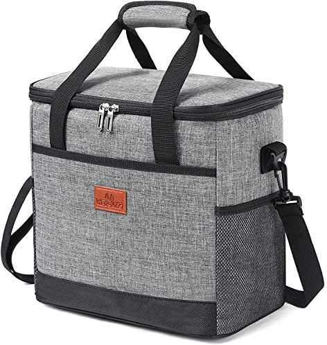 MCXKJ 15L Sac Isotherme Repas,Lunch Box Isotherme,Sac Isotherme Lunch, Cooler Bag,Sac Réfrigérant, Sac de Repas pour homme et femme Pour Déjeuner/Travail/Ecole/Plage/Pique-Nique(Gris)