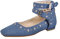 Only maker Damen Riemchenpumps Riemchen Ballerinas Flache Schuhe mit Schnalle Nieten Eckige Denim Schuhe Jeansblau 42 EU