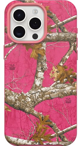 OtterBox Symmetry Series Schutzhülle für iPhone 15 Pro Max – Realtree Flamingo Pink, rastet auf MagSafe EIN, Ultra-schlank, erhöhte Kanten schützen Kamera und Bildschirm