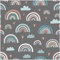 VmG-Store 1m Baumwollstoff zum Nähen 100% Baumwolle Nähstoff KEINE Meterware Kinderstoff Patchwork DIY Basteln Quilten Handwerken (Regenbogen Pastell Grau Bc019)