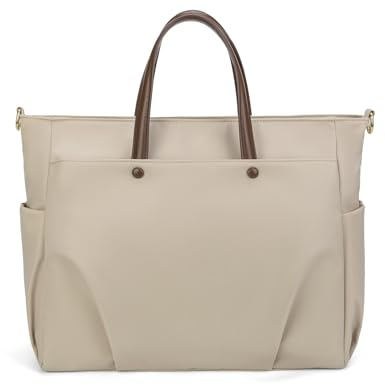 Anopo Bolso Ordenador Portatil Mujer Bolso Tote Shopper con Bandolera Desmontable para Universitarias Oficina Compras 16 Pulgadas Albaricoque