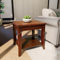LEEMTORIG Tavolino da salotto in legno massello di ciliegio con gambe curve, stile Queen Anne, comodini con ripiano portaoggetti, 40 cm di larghezza x 45 cm di profondità x 40 cm di altezza, noce