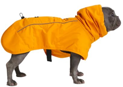 Spark Paws Hunderegenmantel, wasserdichte Winddichte Regenjacke, für kleine, mittlere, große und extra große Hunde, reflektierend, atmungsaktiv, mit vollständigem Körperschutz - Mustard Yellow - 4XL