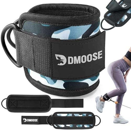 DMoose Fitness Fußschlaufen Kabelzug - Klettverschluss Gepolsterte Gym Ankle Straps fur Beinstrecker und Hüftabduktoren - Fußmanschetten fur Kabelanlage, fussschlaufen fur Frauen & Herren