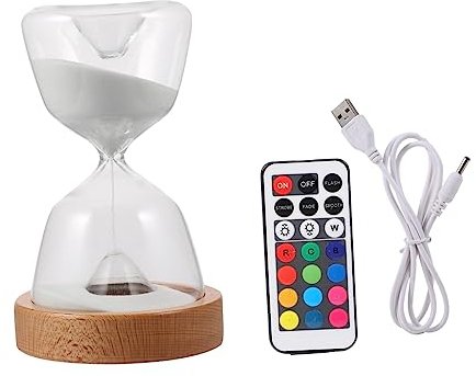 Veemoon 1 Jeu Sablier veilleuse lampe sablier accessoires pour la maison sablier LED lampe de charge USB sablier créatif lumineux lumière de charge Personnel Un verre blanche