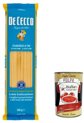 Italian Gourmet Pasta Fedelini n° 10 feine italienische Nudeln 20 x 500g | Formato sottile per brodo, cottura rapida, vielseitig mit Tomatensauce, Gesamtnettogewicht 10 kg + Kostenlos Polpa 400g