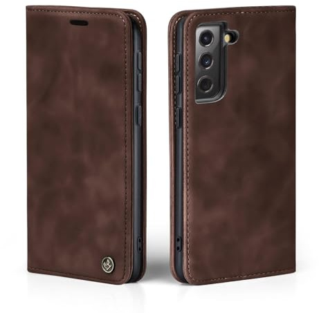 LBH Handyhülle für Samsung Galaxy S24 in Dunkelbraun mit Karten- und Geldfach Smartphone Hülle mit Standfunktion Flip Case Schutzhülle Magnetverschluss Vintage