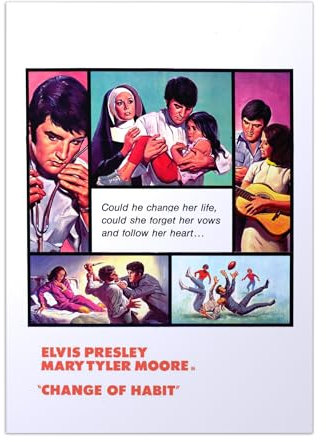 Displate - Poster aus Metal - Wall Art - Elvis Presley - Elvis Movie Posters - Change of Habit - Size M - 32x45cm Matt