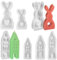 5 STK Silikonformen Gießformen Haus und Hase, Silikonform Ostern Gießform Häuser Osterhase Giessformen für Sojawachs Kerzen, Seife, Gips, Handwerk