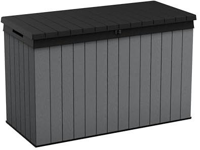 Keter Darwin 662L Aufbewahrungsbox für Gartenmöbel, Evotech + Holzoptik und Haptik, farbecht, wetterbeständig, sicher und wartungsfrei, 2 Jahre Garantie