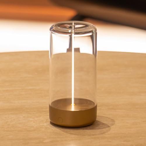 AUGE LIGHT Mini Minimalist Table Lamp Cordless Lamp Rechargeable Table Lamp Portable Nightstand Lamps Desk Lamps for Home Office Unique Ambient Light Mood Lighting for Desk Decor Beside (Golden)