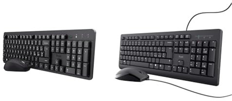 Trust Ymo II Set Tastiera e Mouse Wireless Silenziosi Italiano QWERTY, Tasti a Profilo Ribassato & Taro Set Tastiera E Mouse Cablati USB, Layout Italiano QWERTY, Per PC/Laptop/Notebook Mac