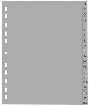 Papiertiger Register PP A-Z DIN A4, geprägte Taben, 20tlg., aus PP, volldeckend, 20 Blatt, grau. (A-Z A4, 3er Pack)