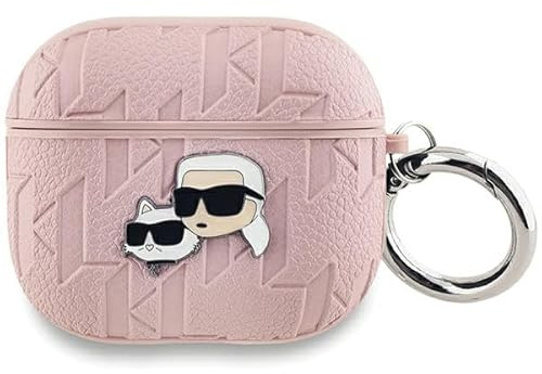 CG Mobile Karl Lagerfeld KLA3PGKCPP Hülle für AirPods 3 Rosa Monogram Karl & Choupette Head