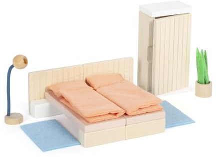 Small Foot Puppenhausmöbel Schlafzimmer aus Holz, Möbel-Set für das Puppenhaus, für Kinder ab 3 Jahren, 12631