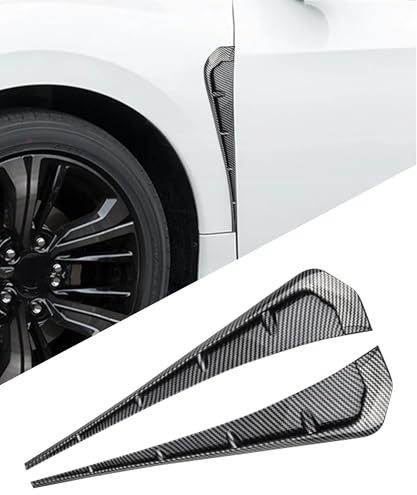 Flaconi 2PCS autocollant voiture, utocollants de Décoration D'aile, tuning exterieur, aérateurs latéraux d'aile, accessoire tuning(Fibre-Carbone)