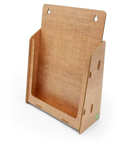 stableco 1x ökologischer Wand Prospektständer DIN A4 vertikal 1 Fach indoor Wandprospekthalter im natural Design No Plastic! Just Paper! nachhaltiger Wandflyerhalter, Flyerständer Wandmontage
