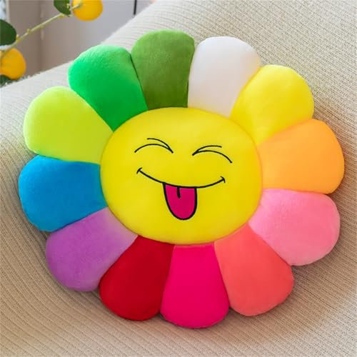 champracer Sonnenblumen-Bodenkissen für Kinder, Weiches Plüschkissen, Sofakissen, weiches Sitzkissen, für Kinder, zum Lesen, Fernsehen, Schlafzimmer, Dekoration (blinzeln und Spucken, 40 cm)