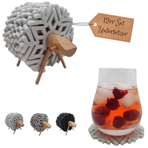 12er Set Filz Untersetzer für Gläser. Getränke-untersetzer mit cleveres Halter. Glas untersetzer-Set und tassenuntersetzer. Glasuntersetzer Filz, Coasters, untersetzer gläser (Weiß)