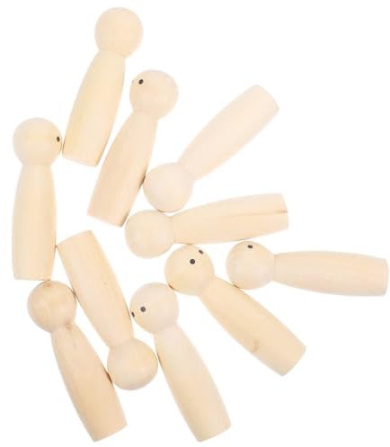NUOBESTY 10stücke Unbefriedigte Holz Steckpuppen Diy Malerei Spielzeug Dekorative Holz Puppe Für Junge Mädchen Und Basteln