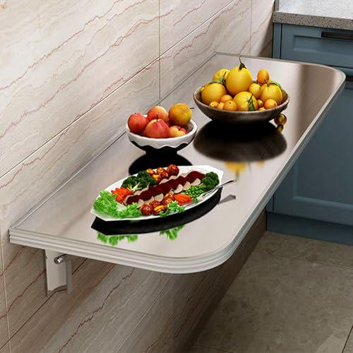 MZQMK Mesa Plegable Pared Mesa Plegable De Acero Inoxidable Mesa Plegable Simple Y Duradera, Hecho De Acero Inoxidable 304, para Comedor, Habitación, Estudio(70x40cm/27.5x16in)