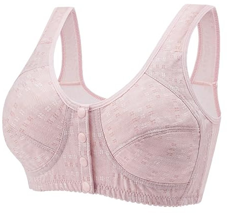 Women's Bra Without Underwire, Large Sizes, Full Cups with Button Placket, Front Bra, Lightweight, Cotton, Comfortable, Breathable, Push Up Bras, Seamless Stretch Bralette, Elegant Comfort Underwear