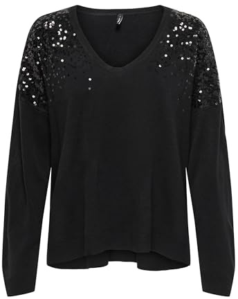 ONLY Damen Onlstarry Ls Sequin Boxy V-Neck KNT Onlstarry Ls Sequin Boxy V-Neck KNT (1er Pack)