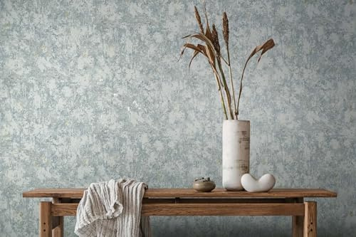 marburg Tapete Grau Blau Betonoptik Uni Struktur Modern für Wohnzimmer Schlafzimmer Küche 10,05 x 0,53