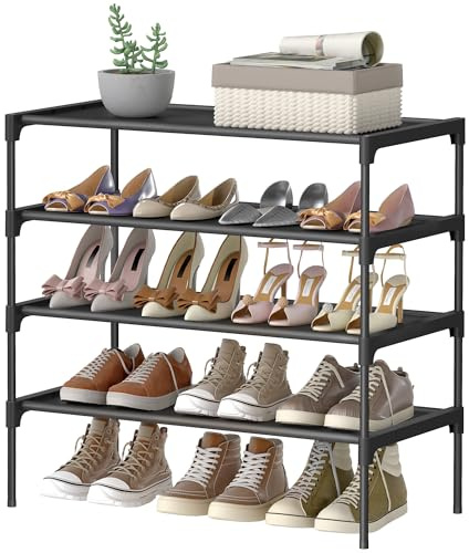SONGMICS Schuhregal 4 Ebenen, Metallrahmen, 29,7 x 62,3 x 70,5 cm