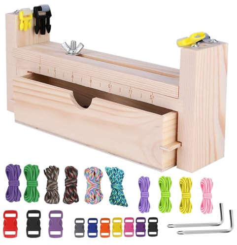 Paracord Jig Armband Maker, DIY Strickarmband Jig, Armbandmacher Baukasten, Wristband Herstellen Kit, U Form Holzrahmen Armband Jig, Mit 10 Fallschirmschnüren Und 10 Schnallen Zum Flechte