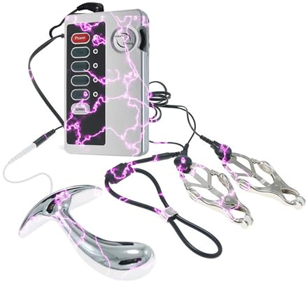 Kutocesy Elektrosex Buttplug Prostata Stimulation Edelstähle Nipple Clamps Elektroschock Klitorisring Penisring Elektrostimulation Sexspielzeug Für Männer Frauen (S)
