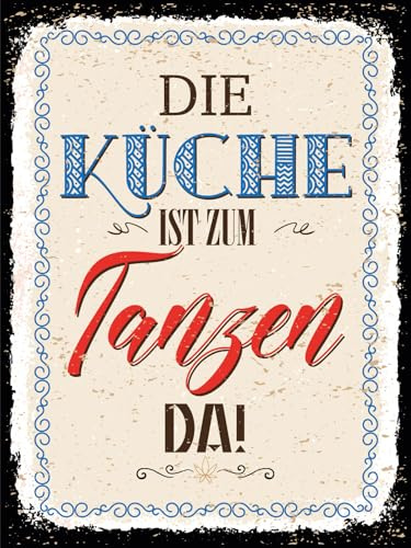 vianmo Holzschild 40x30 cm Küche ist zum Tanzen da Deko Schild Deko Geschenk Schild