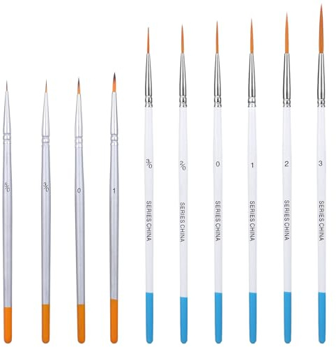 Molain Lot de 10 pinceaux de peinture à pointe fine très flexible extra longue pour peinture acrylique, aquarelle, huile miniature, détails