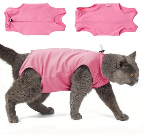 Dotoner Body Gatto Post Operatorio Femmina,Tutina Post Operatoria Gatto con Bottoni, Alternativa al Collare Elisabettiano, Body per Gatto Post Sterilizzazione