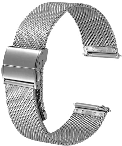 ANBEER Metallarmbänder,Edelstahl Mesh Armbänder 316L,Schnellverschluss Ersatzarmband für Damen und Herren,Faltschließe,14mm,16mm,18mm,20mm,22mm