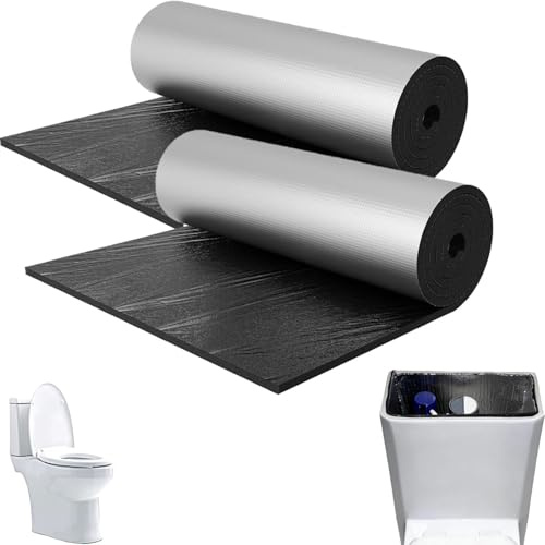 2Pcs Toilet Cistern Insulation Liner, Toilet Tank Insulation for Condensation Anti Condensation with Self Adhesive Aluminum Foil, Anti-Freeze Insulations Film Pad Protective Condensate, 100×40cm