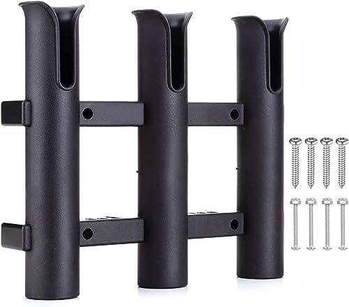 Fishing Rod Holder Bracket,Tube 3 Rod Rack,Kglobal,Fishing Rod for Boat Kayak Garage Storage or Truck with Screws Side-Mount (black)