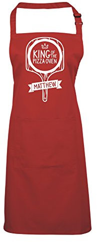 Edward Sinclair King of the Pizza Oven (personalisiert) – Kochschürze, Grillschürze, Pizzaarpon, Geburtstagsgeschenk Gr. Einheitsgröße, rot