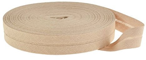 25m Baumwoll-Schrägband uni 20mm breit gefalzt Einfassband 50 Farben wählbar, Farbe:sand