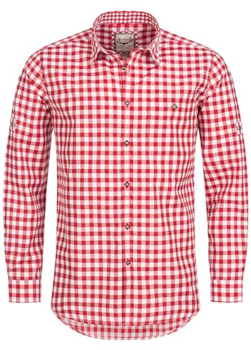 Stockerpoint Chemise Traditionnelle (modèle: OC-Franzl), Bavaroise à Carreaux pour Homme, L, Rouge