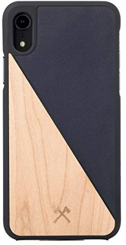 Woodcessories - Coque, Housse Compatible avec iPhone XR en Bois véritable, EcoCase Split (Érable/Bleu)