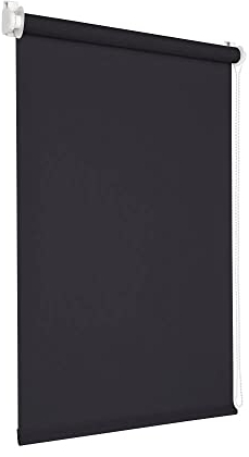 Victoria M. Tenebra Tenda a Rullo Oscurante, Montaggio con e senza Fori, Avvolgibile, Nero, 45 cm x 220 cm (Larghezza x Altezza)