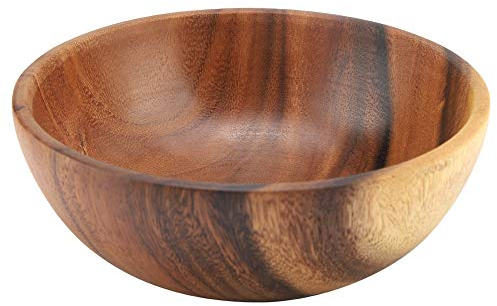 Duokon Bol en Bois Massif Naturel Fabriqu¨¦ ¨¤ La Main Classique Grand Rond Acajou Salade Soupe Bol ¨¤ Lunch Eco Friendly Premium Ustensiles De Cuisine (20 * 7cm)